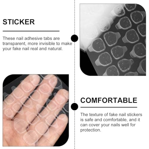 AORHOFJ 10 feuilles/240 pièces autocollants de gel pour les ongles,double face de gel pour les ongles,faux ongles transparents,autocollants pour les ongles artificiels,accessoires de salon d'ongles