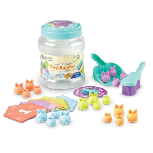 Learning Resources Lapins à compter et à nettoyer , activités petite enfance, kit de jouets éducatifs, jouets d’enseignement des couleurs, 29 pièces, à partir de 3 ans