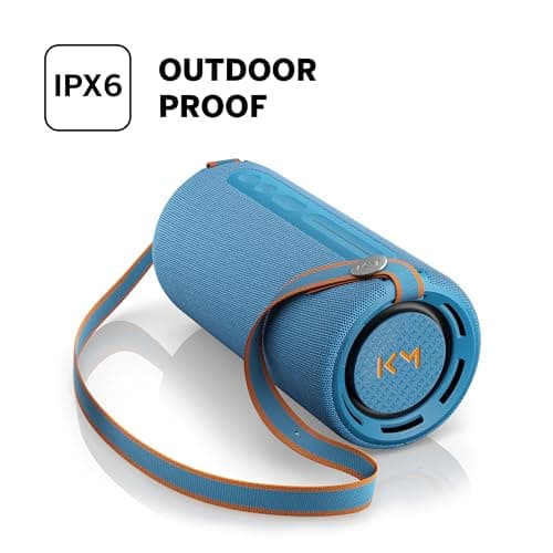 LOEWE We Hear Pro, Haut-Parleur Bluetooth en coopération avec Kylian Mbappé, 100 W, résistant à l'eau IPX6, Portable, Rechargeable, qualité Audio cristalline, Longue durée de Batterie, Denim, Bleu.