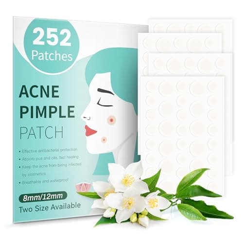 AMAINKI Patchs Boutons Hydrocolloïdes - Patches Anti-Acné pour le Visage, Absorbent les Impuretés, 2 Tailles (8mm/12mm), 252 Pièces, Enrichis en Huile d'Arbre à Thé.