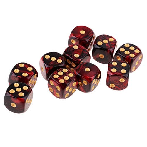 B Blesiya Set 10 Dés à Jouer 6 Faces en Résine Dice D6 D&D TRPG pour Jeux de Société Party Bar -16mm - Rouge + Noir