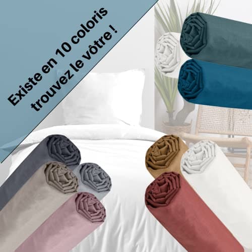 STOF - Drap Housse -Taille 140x190(200) cm Grand Bonnet 30 cm -100% Coton certifié Oeko-Tex - Couleur Pétrole -Modèle Eden - Linge de Lit pour Maison - Doux et Confortable pour Nid Douillet