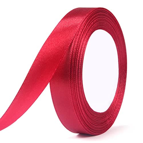 Ruban Satin, 15mm x 22m Ruban Tissu pour Bricolage Art & Artisanat, Emballage Cadeau, Ballons, Nœuds, Décoration de Mariage (Polyester, Rouge Foncé)