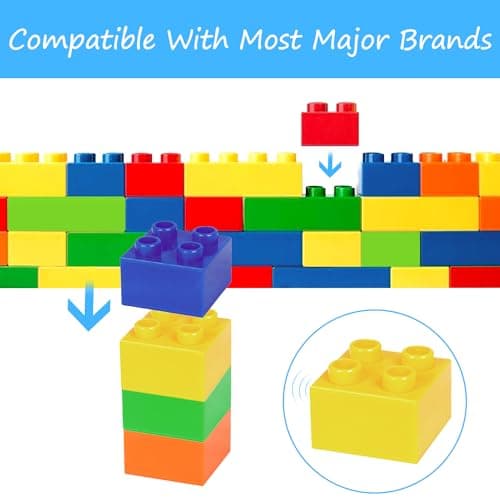 Cabeeskii Grand Jeu de Construction, 60 pièces de Briques en 6 Couleurs et 2 Dimensions, Compatible avec Duplo et Toutes Les Grandes Marques, Jouet idéal pour Les Enfants de 3 Ans et Plus.