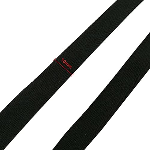 Biais de Coton 10mm 45m Rouleau de Ruban en Coton Noir pour Travaux Manuels Confection Bordures Soyeuses