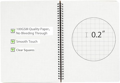 Yarotm Carnet A5 Carreaux 5mm - Lot de 8 Pack Cahiers à Spirales a5-60 Feuiles Petits Carreaux Carnet à Spirale - Papier 100g Bloc Note - Graph Grid Paper Notebooks A5 Bulk