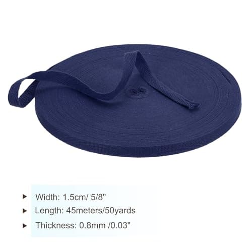 PATIKIL Ruban en Sergé de Coton 5/8 Pouce 50 Yards Ruban en Coton pour Biais de Couture, Emballage Cadeau, Artisanat Diy Bleu Nuit