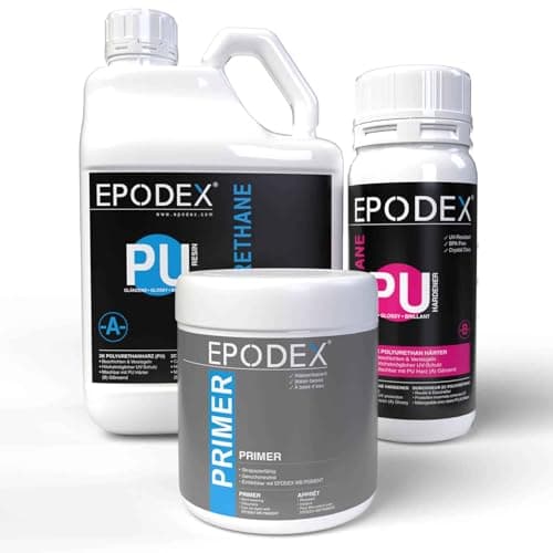 EPODEX® Résine polyuréthane 2K | PU brillant | Accessoires artistiques, artisanat et polyuréthane | Résine | Résine | Résine | Transparent ou en 33 couleurs PU | Set de résine polyuréthane
