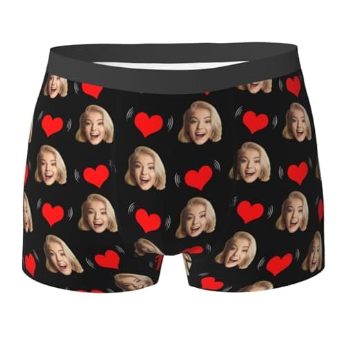 Modaworld Caleçon de Nouveauté Personnalisé pour Hommes avec Photo, Boxer Personnalisé avec Photo pour Homme, Cadeau de Saint-Valentin pour Mari Père Ami