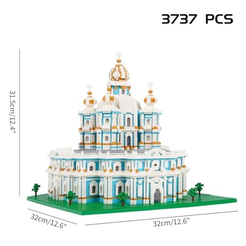 LULUFUN Ensemble de blocs de construction de la cathédrale Smolny, jouets de modèle d'architecture de renommée mondiale, kit de mini blocs pour les amateurs, cadeau pour adultes et enfants 3737 pièces