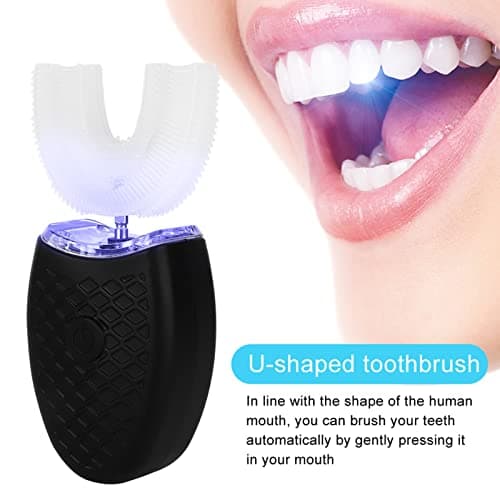 Brosse à dents électrique sonique, tête de brosse à dents en forme de U, nettoyage automatique, 4 modes de nettoyage, tête de brosse à dents en silicone de qualité alimentaire