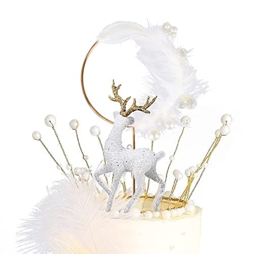 Décoration de gâteau de renne Doyomtoy - Décoration de gâteau - Décoration de gâteau en cristal - Couronne - Ailes d'ange - Décoration pour Noël - Décoration de fête