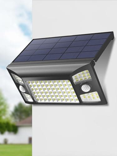 intelamp Lampe Solaire Exterieur, 4000mAh Lampe Solaire Exterieur Détecteur de Mouvement, 1300LM Projecteur Exterieur Solaire, adapté à la cour de la terrasse du garage du jardin