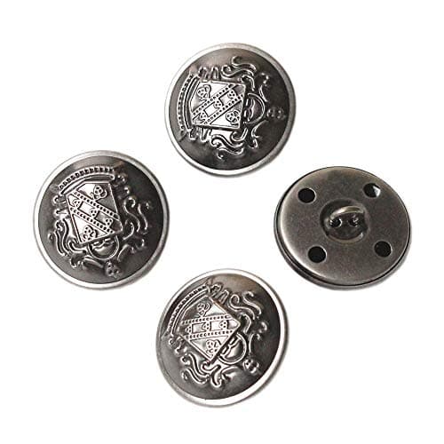 ByaHoGa 10 pièces 25 mm Métal Boutons antiquité Argent pour Blazers Costumes Manteaux (MB20340)