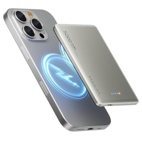 Batterie Externe 5000mAh, Batterie Externe Induction Magnetique PD 20W, Power Bank Charge Rapide sans Fil Compatible avec iPhone 15/14/13/12 Plus/Pro/ProMax - Titane