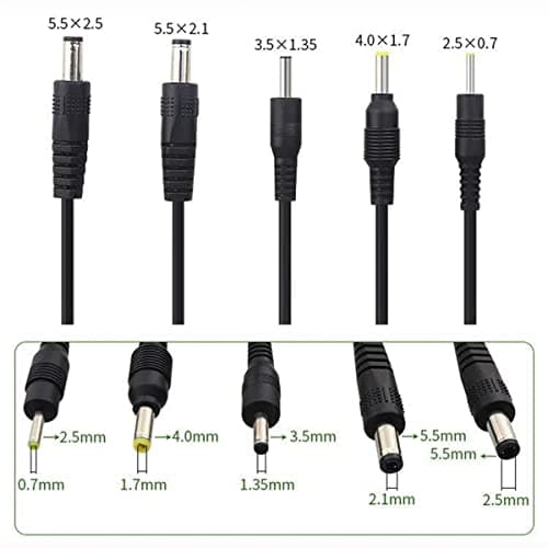 YSJJZRL Cordon d'alimentation USB vers DC Blanc, USB mâle vers DC 5.5 * 2.5/5.5 * 2.1/4.0 * 1.7/3.5 * 1.35/2.5 * 0.7mm Câble de Prise d'alimentation 5V (0.5M,5.5 * 2.1mm)
