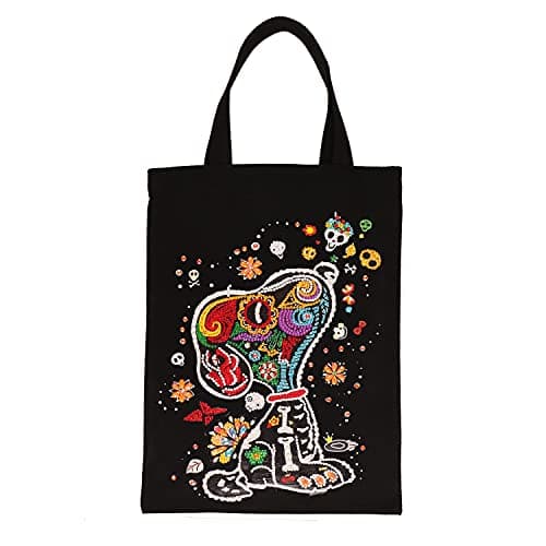 Sac à Main en Coton pour Peinture Diamant 30x38 cm Longue Anse Sac de Transport Peinture par Chiffres Sac à Provisions Sac de Courses Tableau Perle Diamant Sac en Tissu Sac en Coton Chien Enfants
