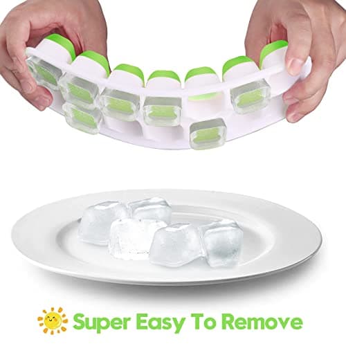 Lot de 4 Bacs à Glaçons avec Couvercle, JRISBO Moule à Glaçons en Silicone sans BPA Certifié LFGB, Empilable Glaçons Plaque Carré Ice Cube Tray pour Nourriture Bébé, Whisky, Boissons