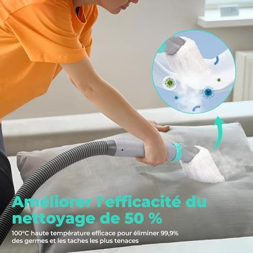 HAUSHOF StainZapper Vapo 3 en 1 Nettoyeur Vapeur de Tapis | Shampouineuse | Aspirateur Vapeur | Nettoyeur Profond, Désinfection | Pour Canapé Voiture et Tissus d'Ameublement | 1,8L+1,3L | 12KPa | 75dB