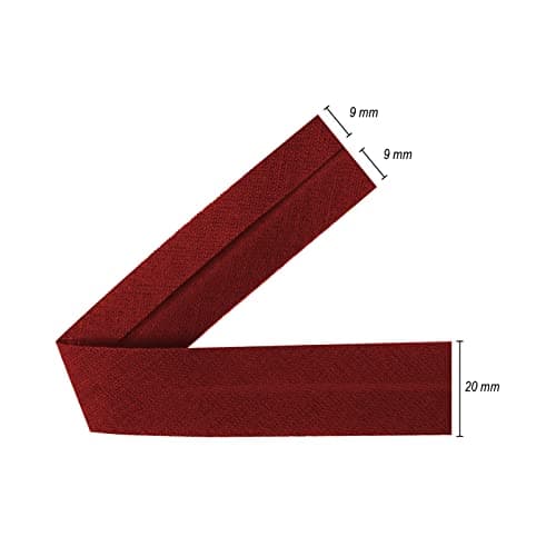 TEXTEX = Biais de 20mm de Large. 50% Coton et 50% Polyester. Pièce de 10m - (Grenat)