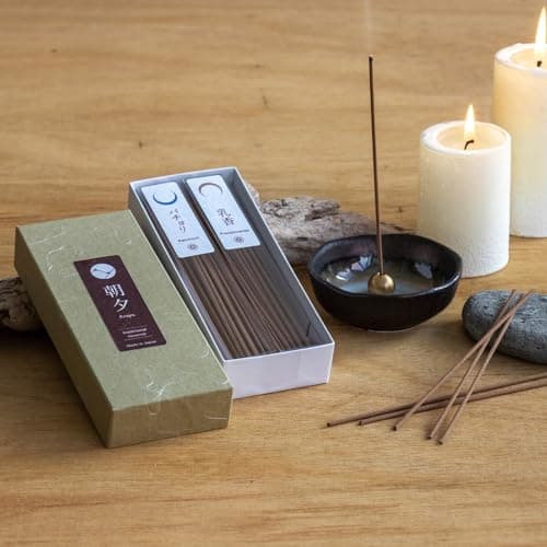 Asayu Japan Bâtons Encens Japonais Traditionnels Set Réflexion, Parfums Patchouli et Oliban, Qualité Naturelle Fabriqué au Japon, Ensemble Varié pour Détente et Yoga