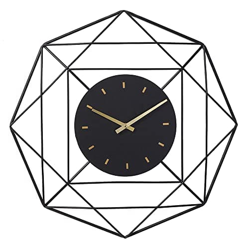 LW Collection Horloge Murale Benjamin Noir 80 cm - Grande Horloge Murale Industrielle en Métal - Horloge Murale Moderne - Mouvement Silencieux - Horloge Silencieuse
