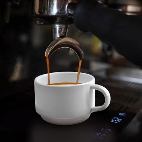 homEdge Lot de 4 tasses à expresso et soucoupes de qualité supérieure avec cuillères à expresso, 70,9 g, blanc