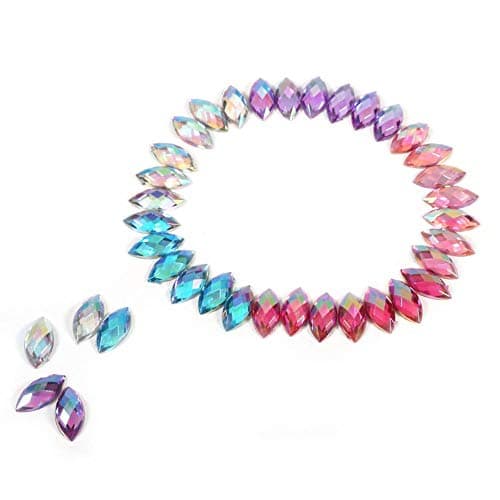 500 pcs AB Gemmes Strass Acrylique Rhinestone à Coudre Oeil de Cheval pour Accessoires Décoration de Vêtement(01Blanc)