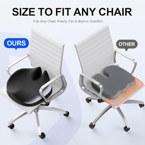 Benazcap Coccyx Coussin D'assise en Mousse à Mémoire de Forme, Soulagement des Douleurs au Coccyx, Sciatique et Maux de Dos, pour Chaises de Bureau, Fauteuils Roulants et Sièges de Voiture, Noir
