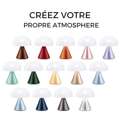 Lexon MINA Mini Lampe Champignon sans fil rechargeable, lampe LED à poser ou de chevet, à variateur d'intensité, jusqu'à 12h d'autonomie - Gris Métallique
