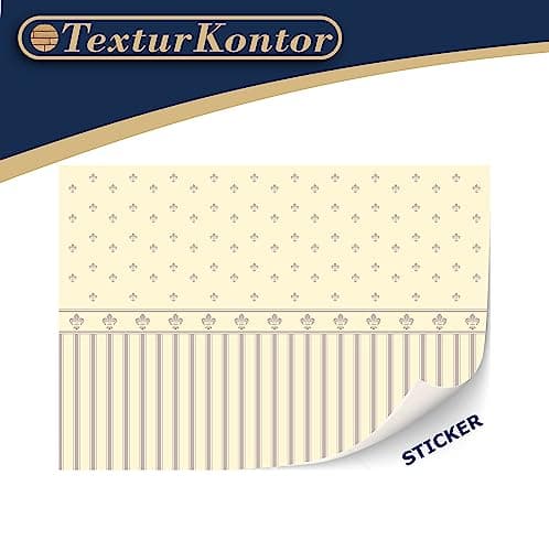 TexturKontor Lot de 3 feuilles de papier peint autocollant pour maison de poupée - Échelle 1:12 - Papier peint ancien - Papier peint victorien (Charlotte)