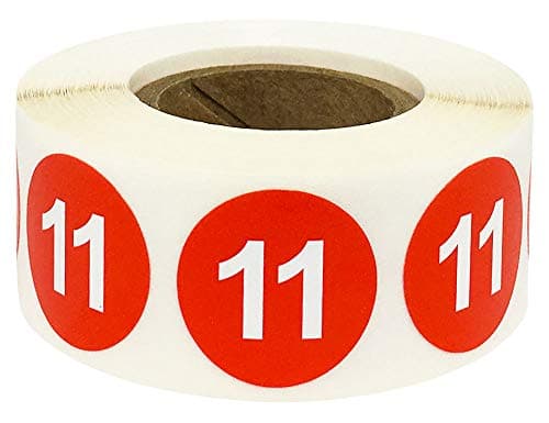 Lot de 500 étiquettes sur rouleau Chiffre 11 Rouge 0,75 cm