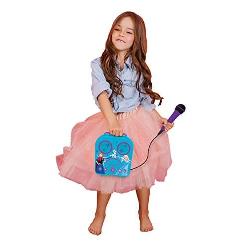 Lexibook- Disney La Reine des Neiges Elsa & Anna Mon Enceinte secrète Portable sans Fil, avec Microphone, Prise Jack, Ports TF/SD, Bleu, BTC050FZ