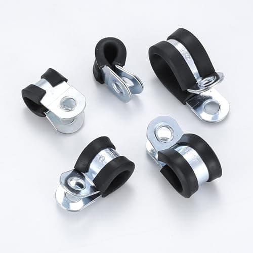 50 Pièces Colliers de Serrage en Caoutchouc P Clips, Coussin Colliers pour Tuyaux Doublés, 6 mm, 8 mm, 10 mm, 13 mm, 16 mm