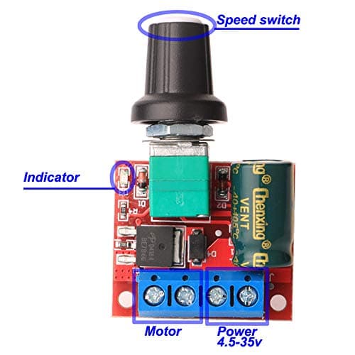 Gebildet 5pcs Mini Moteur Contrôleur de Vitesse,PWM Regulateur de Vitesse,DC 5V-35V 5A Réglable PWM Commutateur,6V 12V 24V Interrupteur Variateur de Vitesse avec Indicateur LED