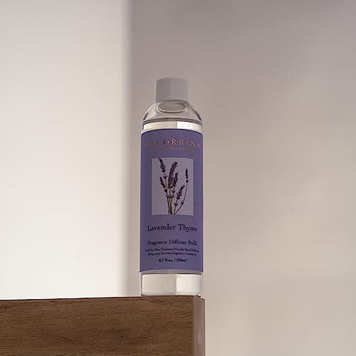 Cocorrína Recharge Diffuseur de Parfum - Lavande Thym 200ml Huile parfumée pour diffuseur à Roseau Parfum d'ambiance pour Chambre à Coucher, Salle de Bain, Bureau, Maison déco