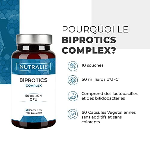 PROBIOTIQUE Flore Intestinale - Cure Express 10 Souches BIO-Disponibles Enzymes Digestives - Ferments Lactiques - Probiotique Vegan dont 7 Lactobacillus - 60 Gélules NUTRALIE