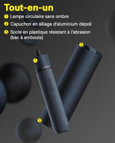 HOTO Visseuse sans Fil 3,6V, Tournevis Electrique 4N.m, 12 Embouts en Acier S2, Conception Tout-en-un, Charge Type C, Lumière LED sans Ombre, 3 Réglages du Couple, Batterie 1500 mAh