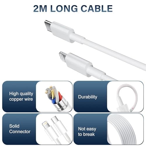 25W Chargeur Rapide pour iPhone, 2 Pièces PD 3.0 Prise USB C avec 2M Cable Lightning for iPhone 14/14Pro/13/13 Mini/13 Pro/13Pro Max/12/12Pro/12 Pro Max/11/11 Pro/ 11 ProMax