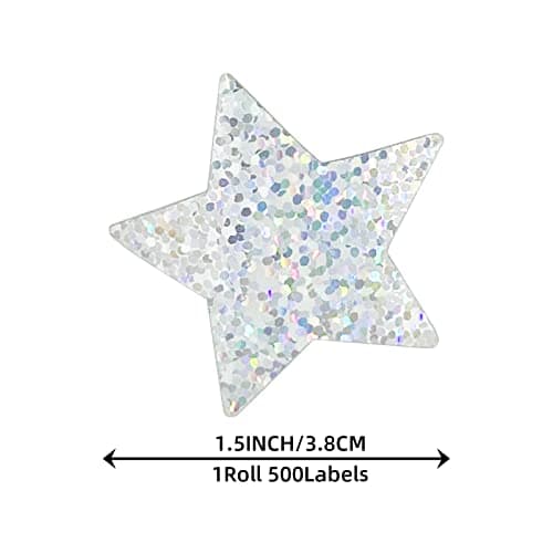 Lot de 500 autocollants en forme d'étoiles argentées - 3,8 cm - Imperméables et amovibles - Pour enfants, enseignants, entreprises