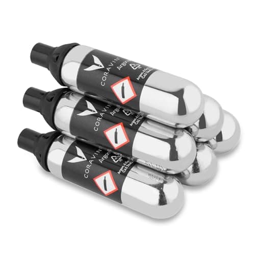 Coravin - Gaz Argon Capsules en Acier Inoxydable - à Utiliser avec Les Systèmes et Dispositifs de Préservation du Vin Une Capsule Conserve Jusqu’à 15 Verres, Pack de 6