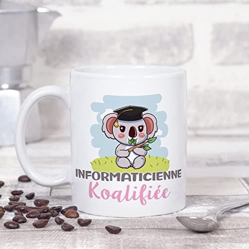 Mugffins Tasses pour INFORMATICIENNE - En Français - Cadeau original femme - Koalifié/Koalifiée - 11 oz / 330 ml