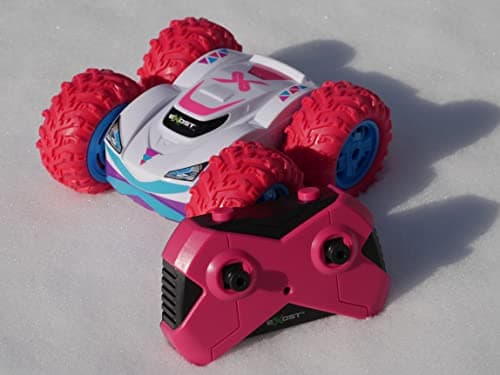 Exost-360 Exost Voiture Télécommandée Tout-Terrain- Cross Emballage Ecologique, Facile à déballer-Conduite sur 2 Faces et Rotation à 360° -Jouet pour Enfant 5,6,7,8,9,10 Ans, 20260, Rose et Blanche