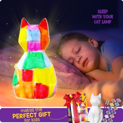 DIY-LAOESE Kit de Peinture Lampe de Chat Veilleuse 3D, Cadeau Fille 6 7 8 9 10 12 Ans, Loisirs Créatifs Bricolage Enfant, Jouet Fille Garcon, Kit d'Arts et d'Artisanat, Idee Cadeau Fille 4-12 Ans