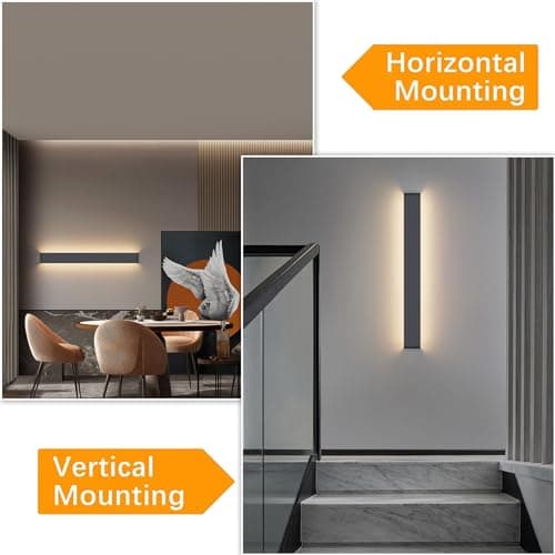 Klighten Applique Murale Interieur LED 83CM Lampe Murale Blanc Chaud 3000K 30W Luminaire Mural Moderne pour Chambre Salon Escalier Couloir, Anthracite