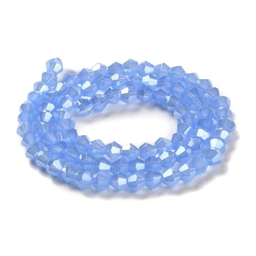 Perlin Paquet de 90 perles de cristal de Bohême, 4 mm, perles toupies, perles tchèques, perles de verre, perles toupies (bleu mat)