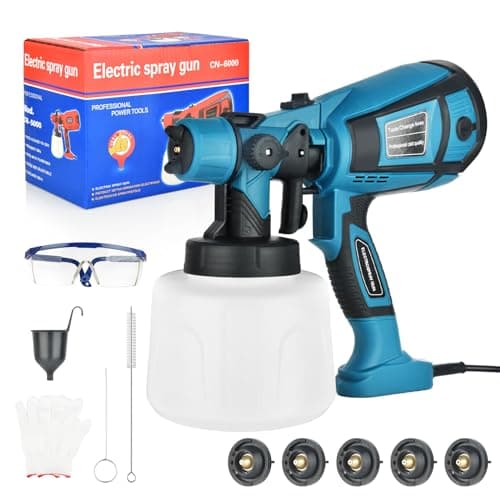 Vothen Pistolet a Peinture, 800W Pistolet à Peinture Électrique avec 5 Buses en cuivre et 3 Motifs, réservoir de 1400 ML, pour l'intérieur et l'extérieur de Maison, Armoires, Clôtures, Plafonds