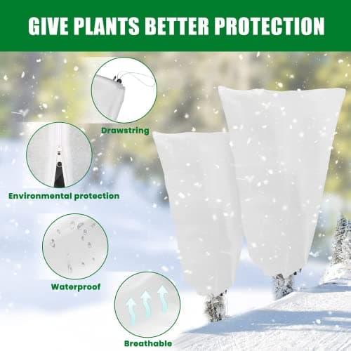 Voile Hivernage Plante Exterieur, Lot de 2 Housse d'hivernage pour Plantes en Pot, 80 x 120cm Contre Le Froid et Le Gel, 60g/m2 bâche Protection Arbustes Couverture