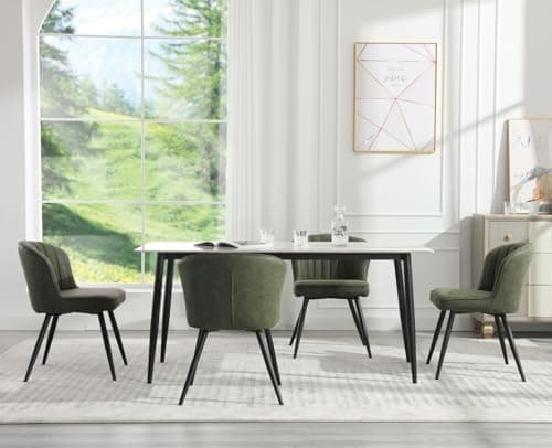 Wahson Chaises de Salle a Manger en Similicuir Lot de 2 Chaise Salle à Manger Moderne avec Coussin Épais Chaise de Cuisine avec Pied Métal, Chaise Cuir PU pour Salle à Manger/Restaurant, Vert