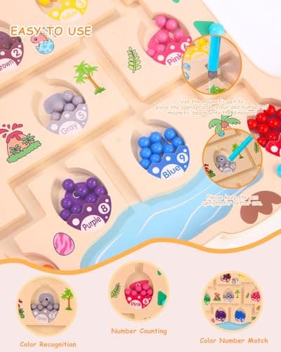 Bixury Labyrinthe Magnetique Jeux Enfant 3 Ans, Jeux Montessori Spielzeug 3 4 5 Ans en Bois pour Forme de Dinosaure Magnetspiel, Motricitépour garçons Filles Educatif Cadeau 3-7 Ans